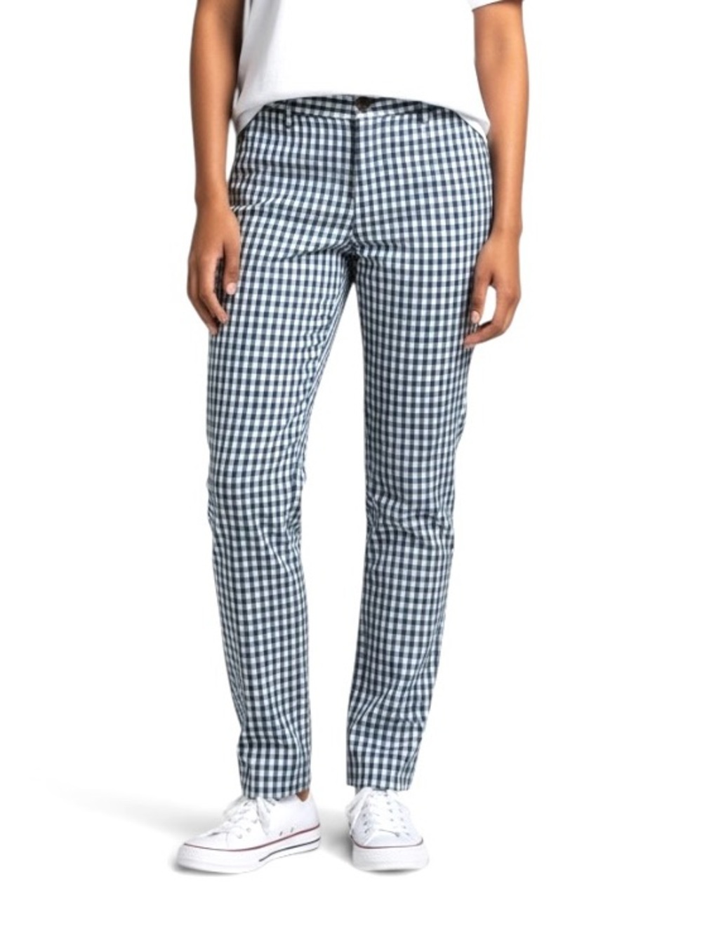 J. Crew Gingham Navy white pants Checkered trousers Women’s 4 Lightweight